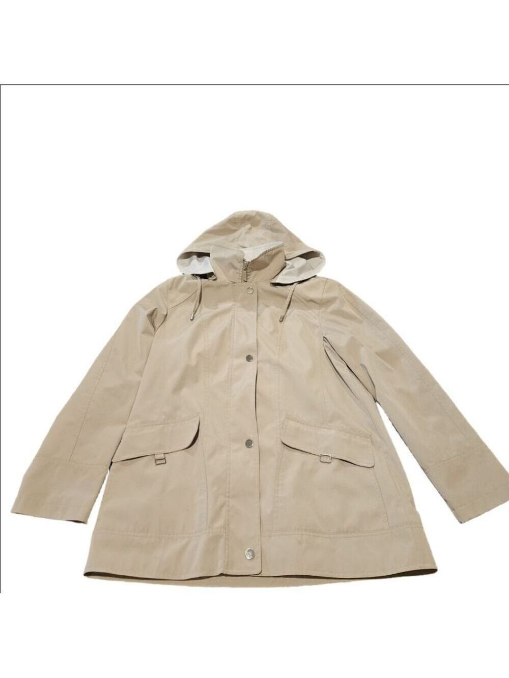Women's GALLERY Beige Hooded Trench Coat M